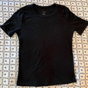 Target Short Sleeve Slim Fit Ribbed T-Shirt A New Day Black L